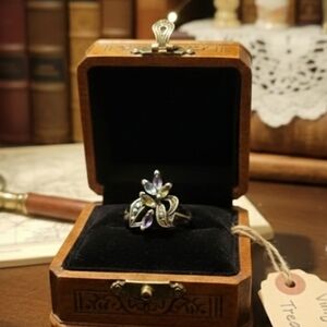 Silver Ring with Purple Accents